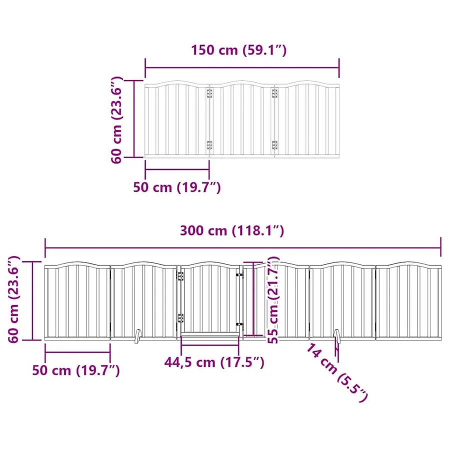 Barrière pour chien porte pliable 12 panneaux bois de peuplier - 12