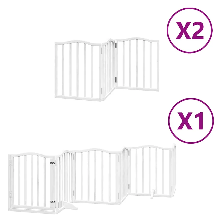 Barrière pour chien porte pliable 12 panneaux bois de peuplier - 2