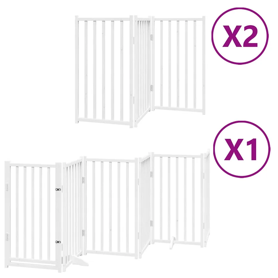 Barrière pour chien porte pliable 12 panneaux bois de peuplier - 2