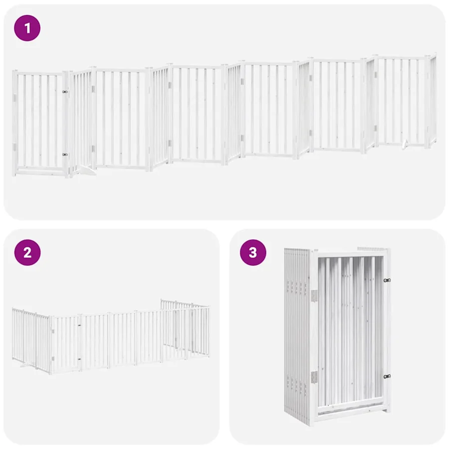 Barrière pour chien porte pliable 12 panneaux bois de peuplier - 6