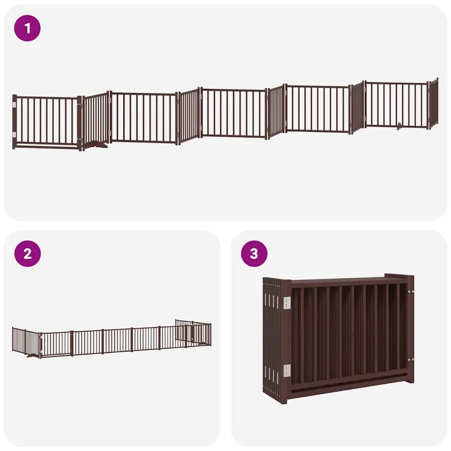 Barrière pour chien porte pliable 10 panneaux bois de peuplier - 6