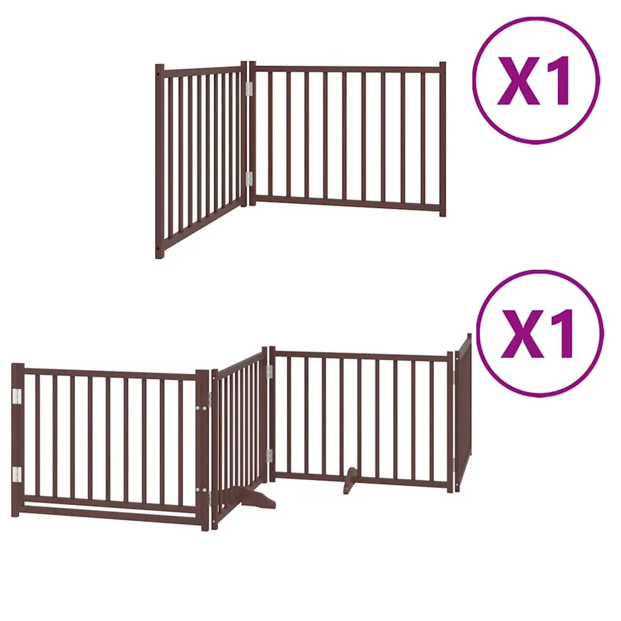 Barrière pour chien avec porte pliable 6 panneaux bois peuplier - 2