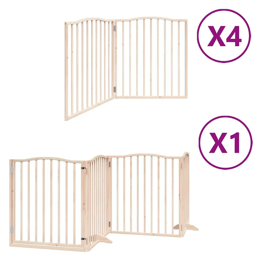 Barrière pour chien porte pliable 12 panneaux bois de peuplier - 2