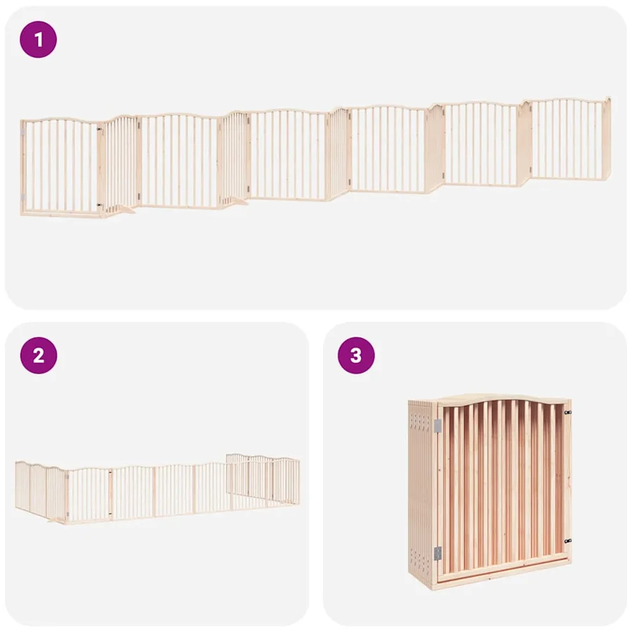 Barrière pour chien porte pliable 12 panneaux bois de peuplier - 5
