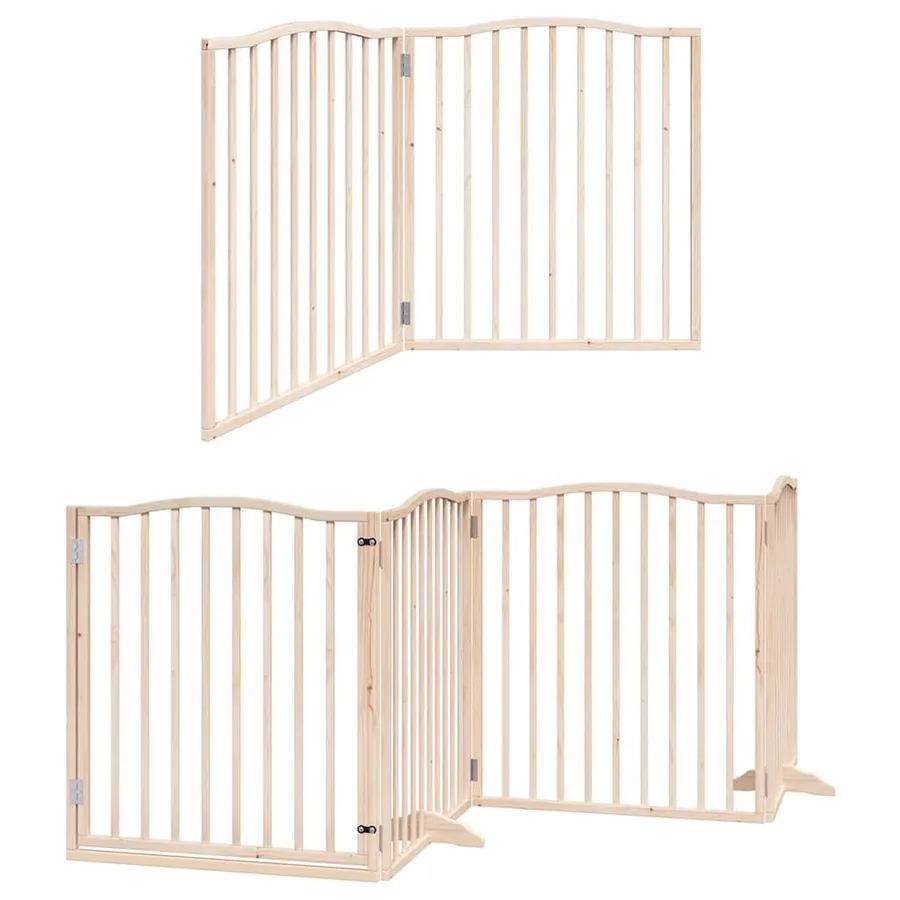 Barrière pour chien porte pliable 8 panneaux bois de peuplier - 3