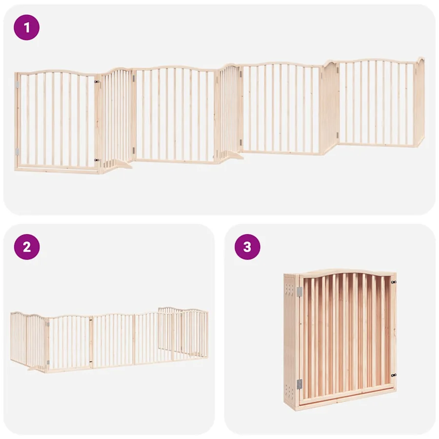Barrière pour chien porte pliable 8 panneaux bois de peuplier - 6