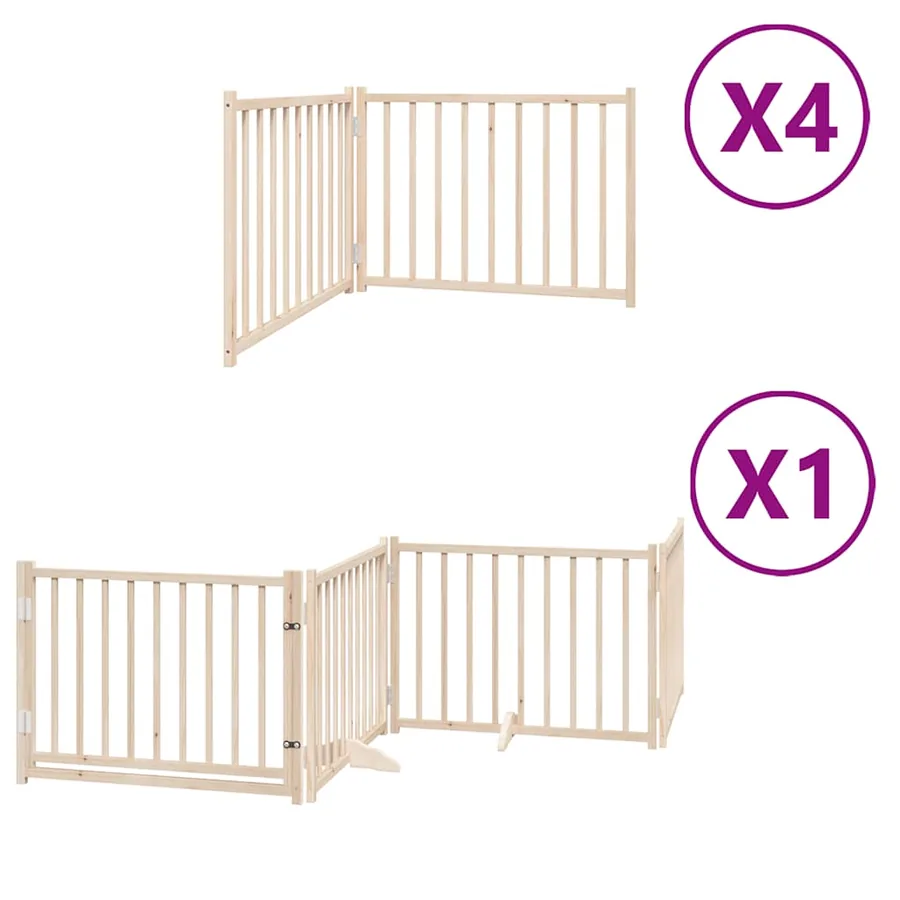 Barrière pour chien porte pliable 12 panneaux bois de peuplier - 2