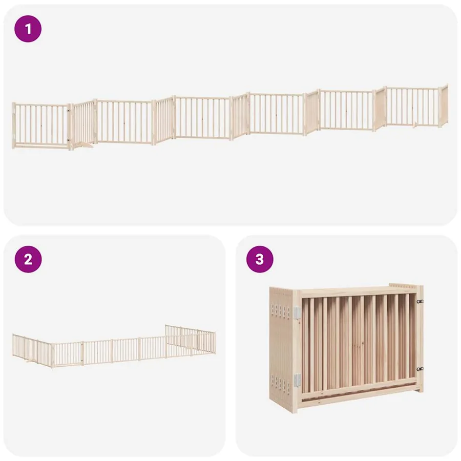 Barrière pour chien porte pliable 12 panneaux bois de peuplier - 6