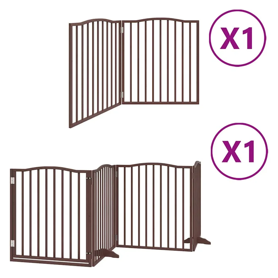 Barrière pour chien avec porte pliable 6 panneaux bois peuplier - 2