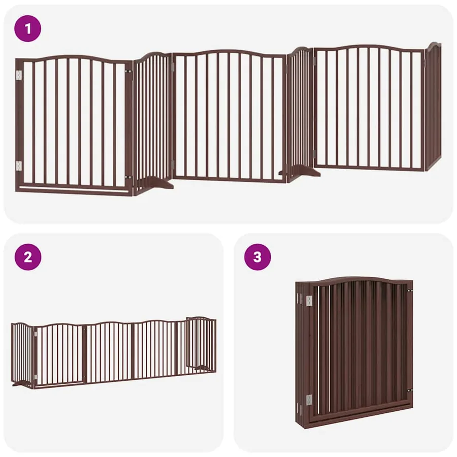 Barrière pour chien avec porte pliable 6 panneaux bois peuplier - 6
