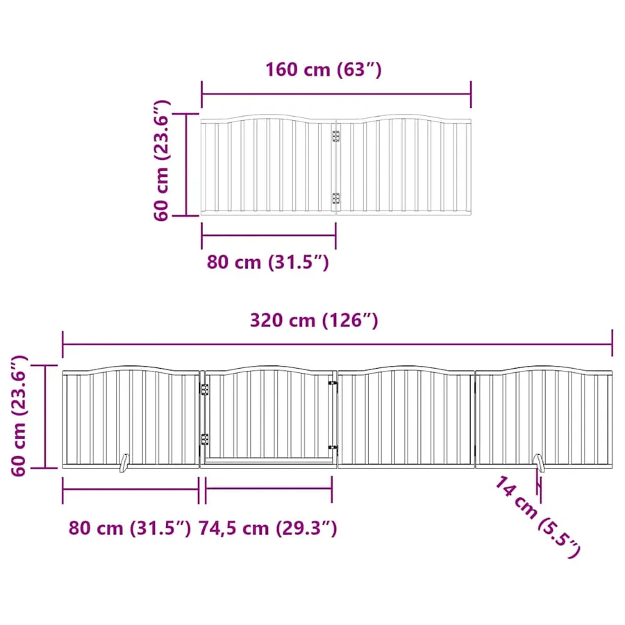 Barrière pour chien avec porte pliable 6 panneaux bois peuplier - 12