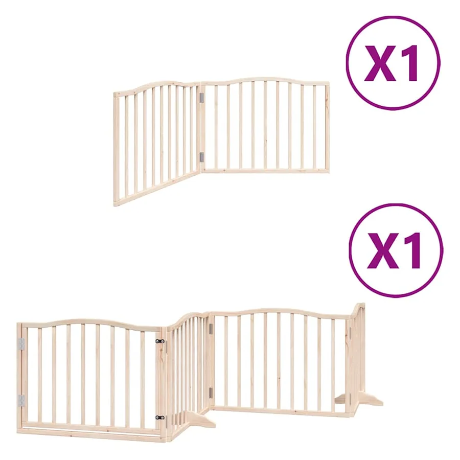 Barrière pour chien avec porte pliable 6 panneaux bois peuplier - 2