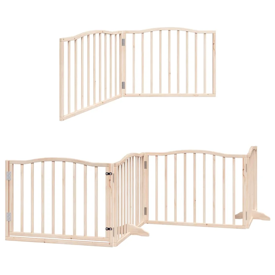 Barrière pour chien avec porte pliable 6 panneaux bois peuplier - 3