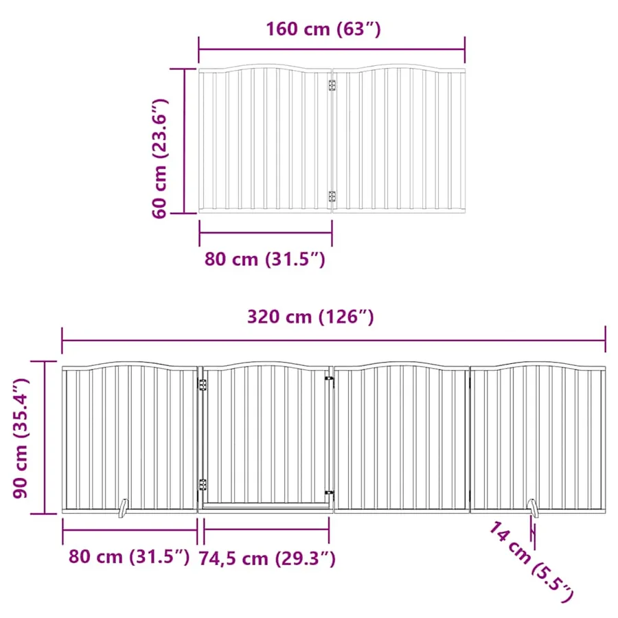 Barrière pour chien porte pliable 12 panneaux bois de peuplier - 12