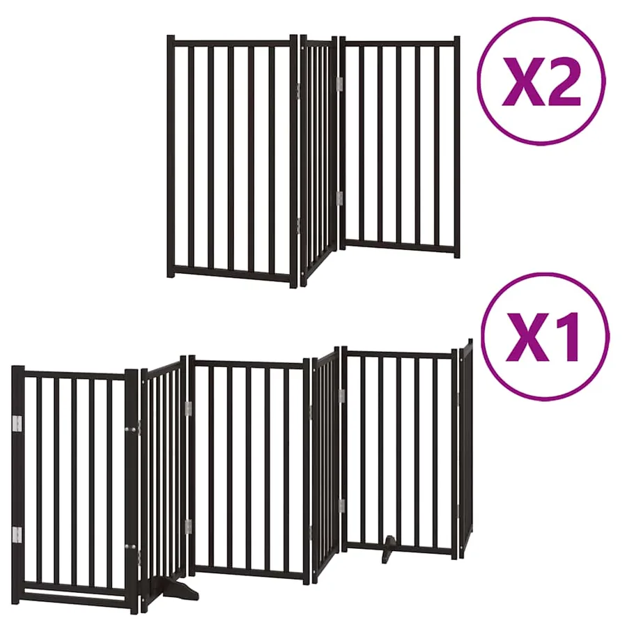 Barrière pour chien porte pliable 12panneaux noir bois peuplier - 2