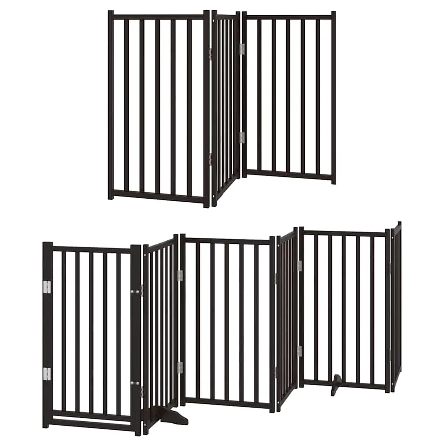 Barrière pour chien porte pliable 12panneaux noir bois peuplier - 3