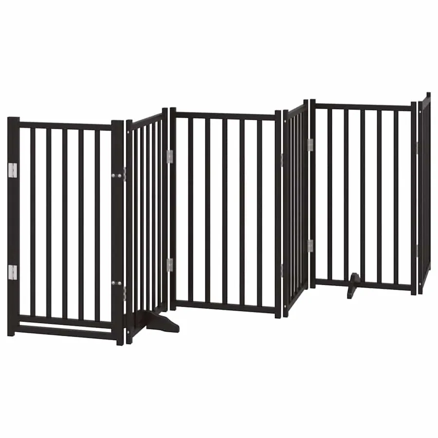Barrière pour chien porte pliable 12panneaux noir bois peuplier - 4