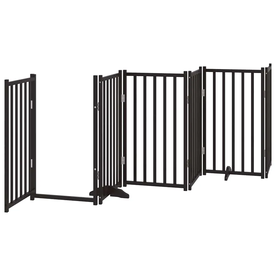 Barrière pour chien porte pliable 12panneaux noir bois peuplier - 5