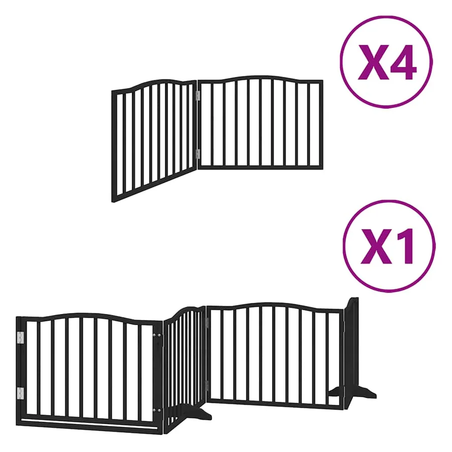 Barrière pour chien porte pliable 12panneaux noir bois peuplier - 2
