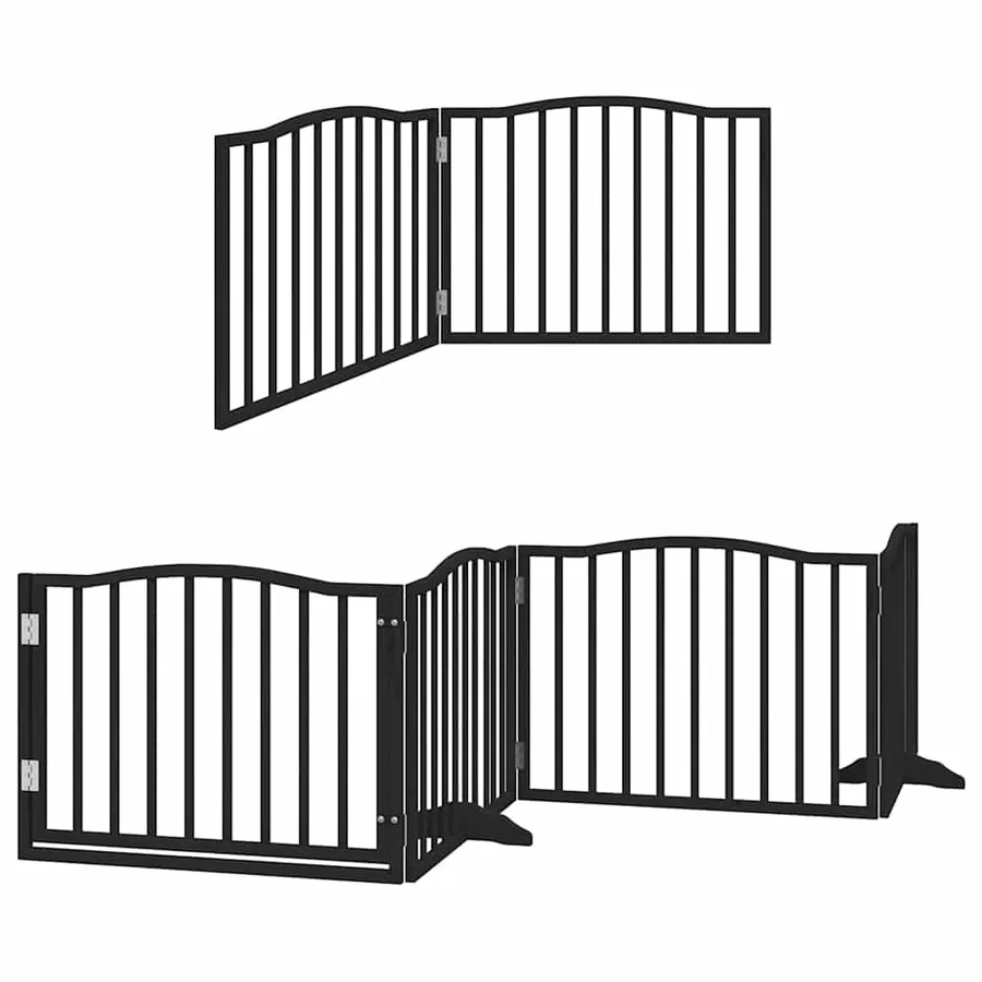 Barrière pour chien porte pliable 12panneaux noir bois peuplier - 3