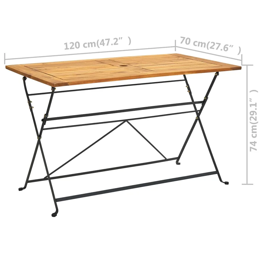 Table pliable de jardin 120x70x74 cm Bois d'acacia massif - 6