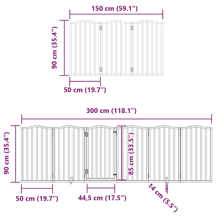Barrière pour chien porte pliable 15 panneaux bois de peuplier - 12