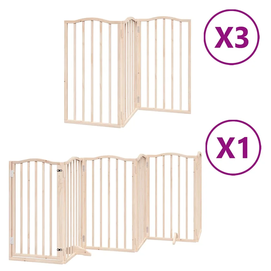 Barrière pour chien porte pliable 15 panneaux bois de peuplier - 2