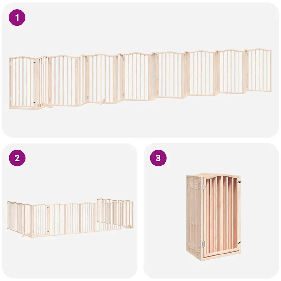 Barrière pour chien porte pliable 15 panneaux bois de peuplier - 6
