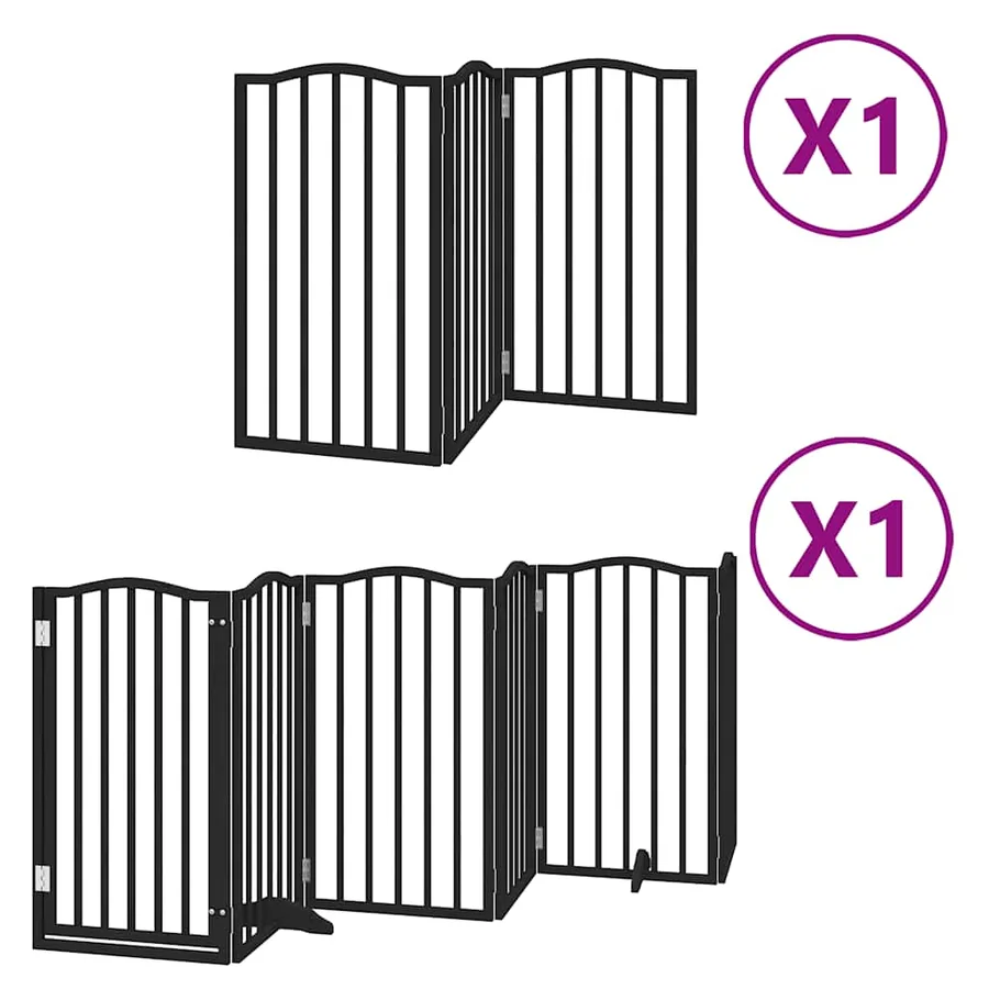 Barrière pour chien porte pliable 9 panneaux noir bois peuplier - 2
