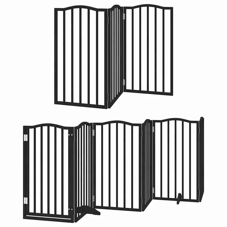 Barrière pour chien porte pliable 9 panneaux noir bois peuplier - 3