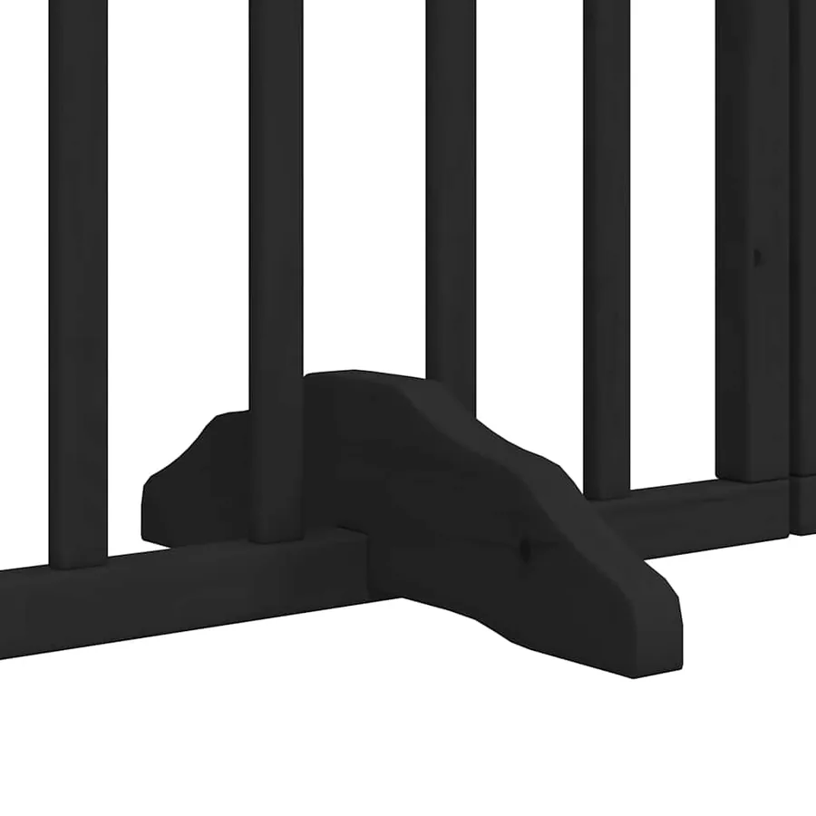 Barrière pour chien porte pliable 9 panneaux noir bois peuplier - 8