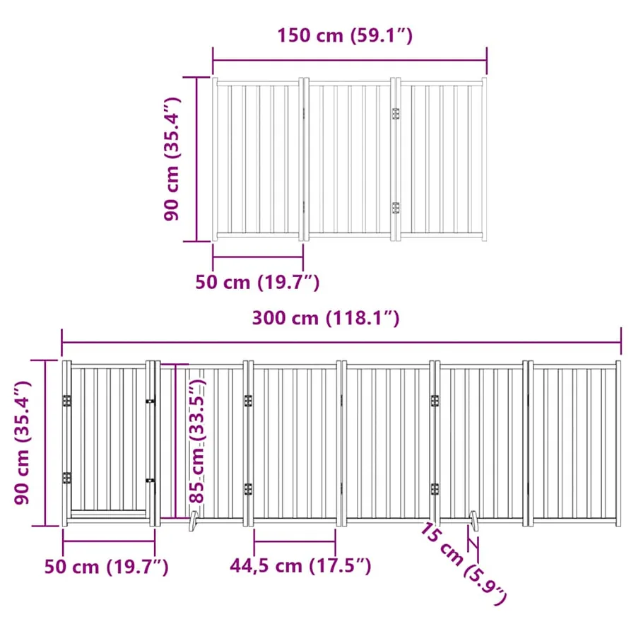 Barrière pour chien porte pliable 9 panneaux bois de peuplier - 12