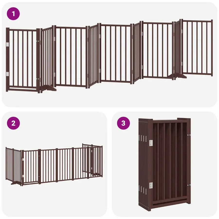 Barrière pour chien porte pliable 9 panneaux bois de peuplier - 6