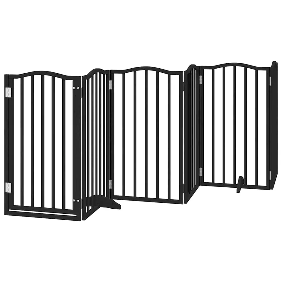 Barrière pour chien porte pliable 15panneaux noir bois peuplier - 4