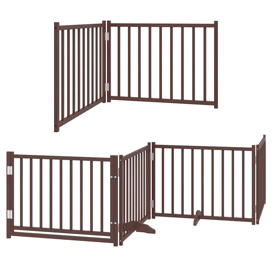 Barrière pour chien porte pliable 10 panneaux bois de peuplier - 3