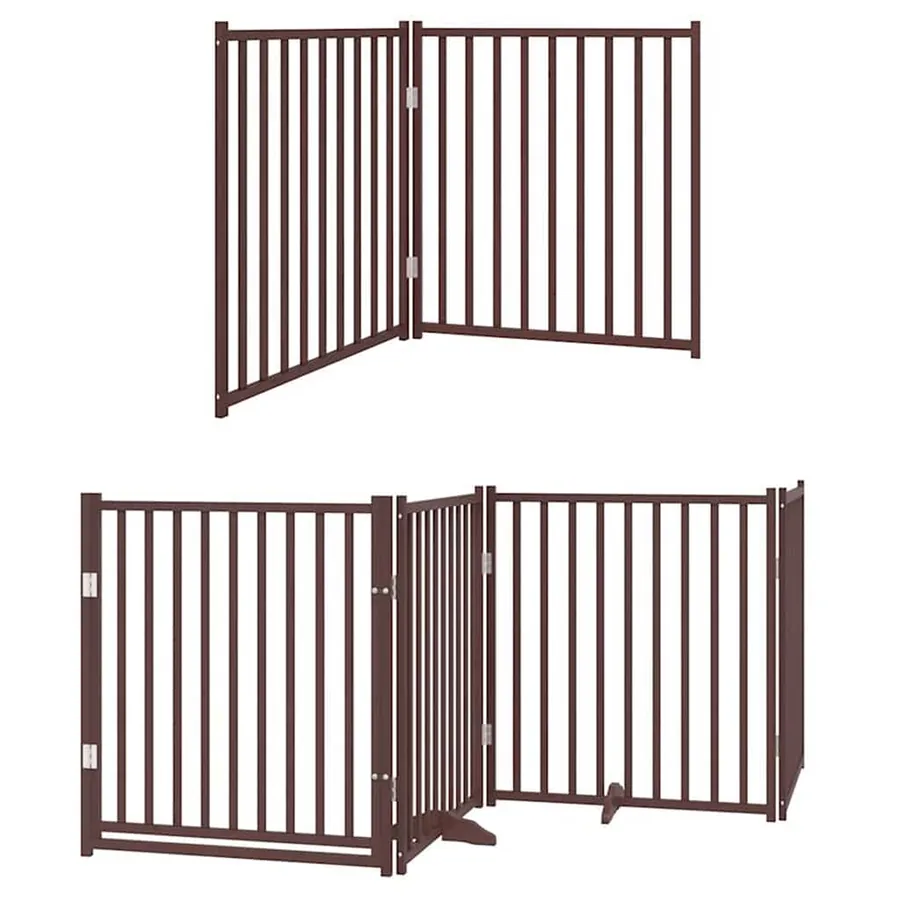 Barrière pour chien porte pliable 10 panneaux bois de peuplier - 4