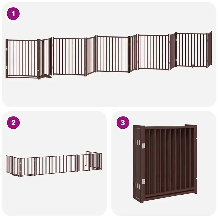 Barrière pour chien porte pliable 10 panneaux bois de peuplier - 7