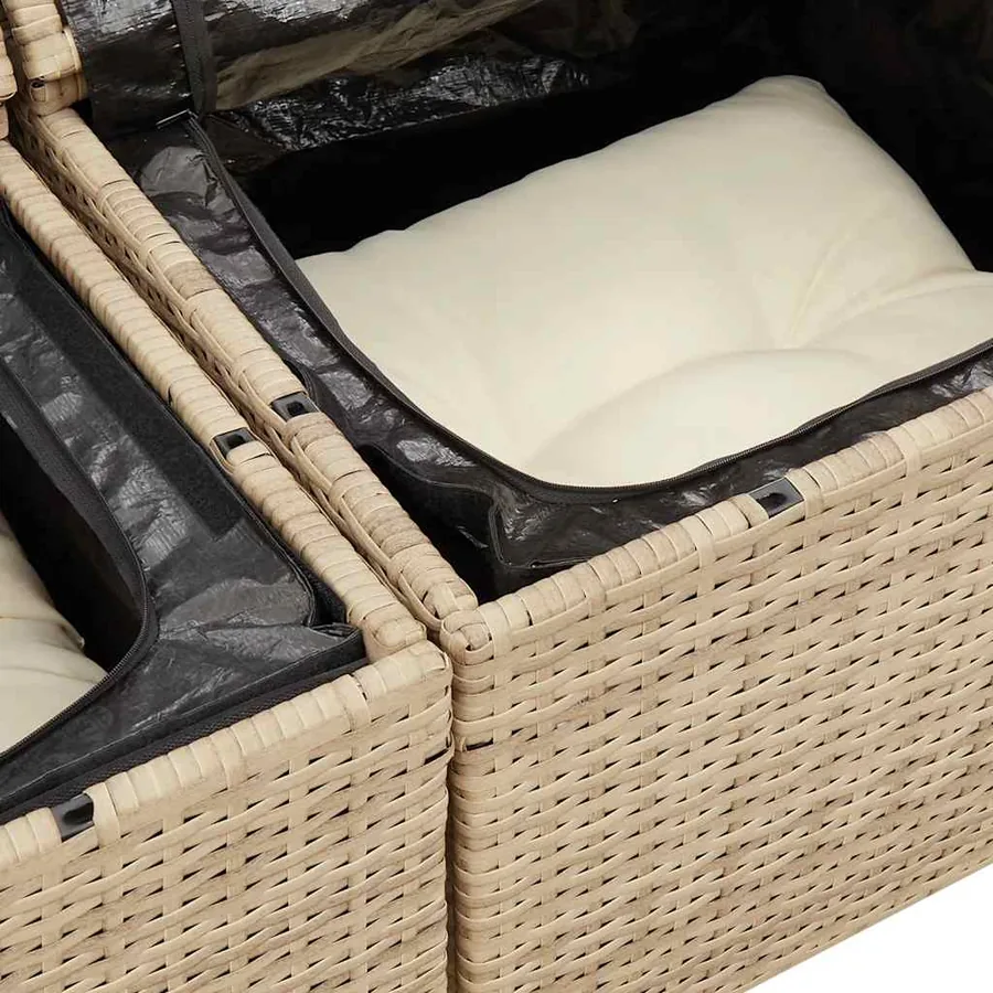Salon de jardin avec coussins 6 pcs beige résine tressée - 11