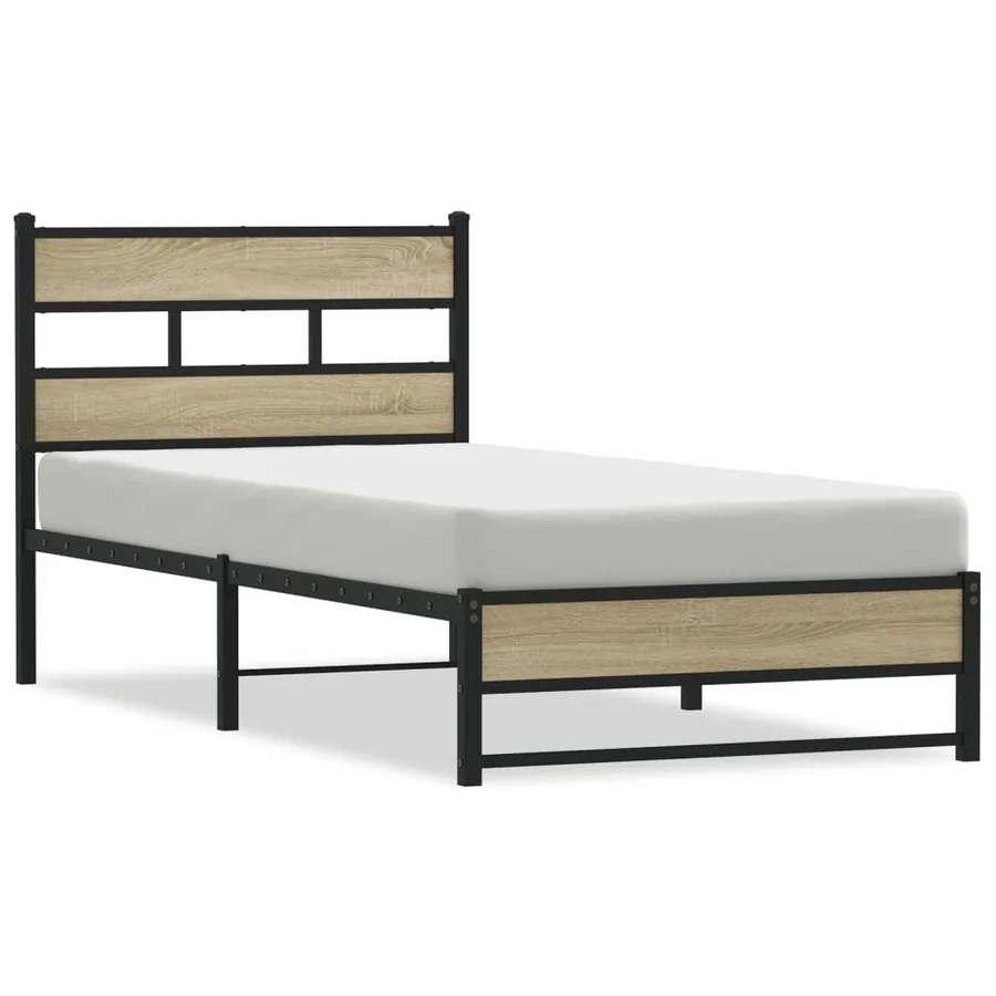 Cadre de lit en métal sans matelas chêne sonoma 80x200 cm - 2
