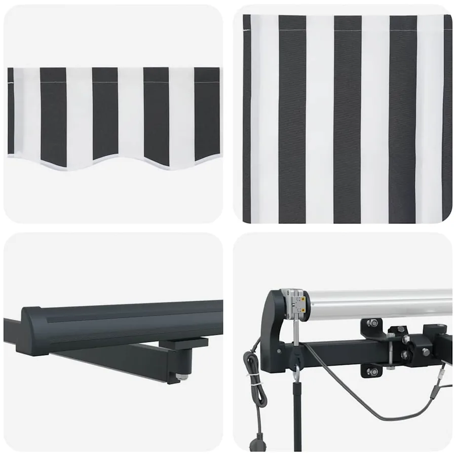 Auvent rétractable automatique avec LED anthracite et blanc - 12