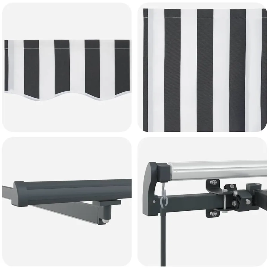 Auvent manuel rétractable avec LED anthracite blanc 600x300 cm - 11