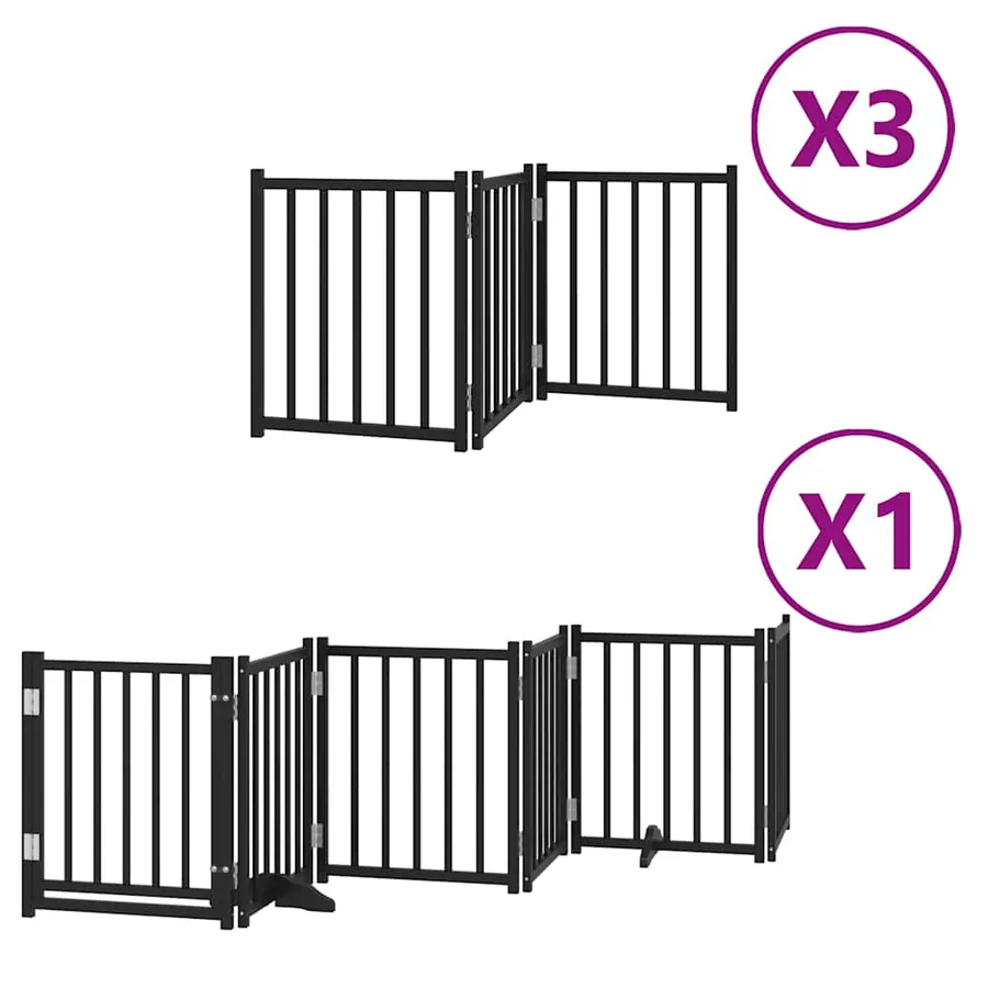 Barrière pour chien porte pliable 15panneaux noir bois peuplier - 2