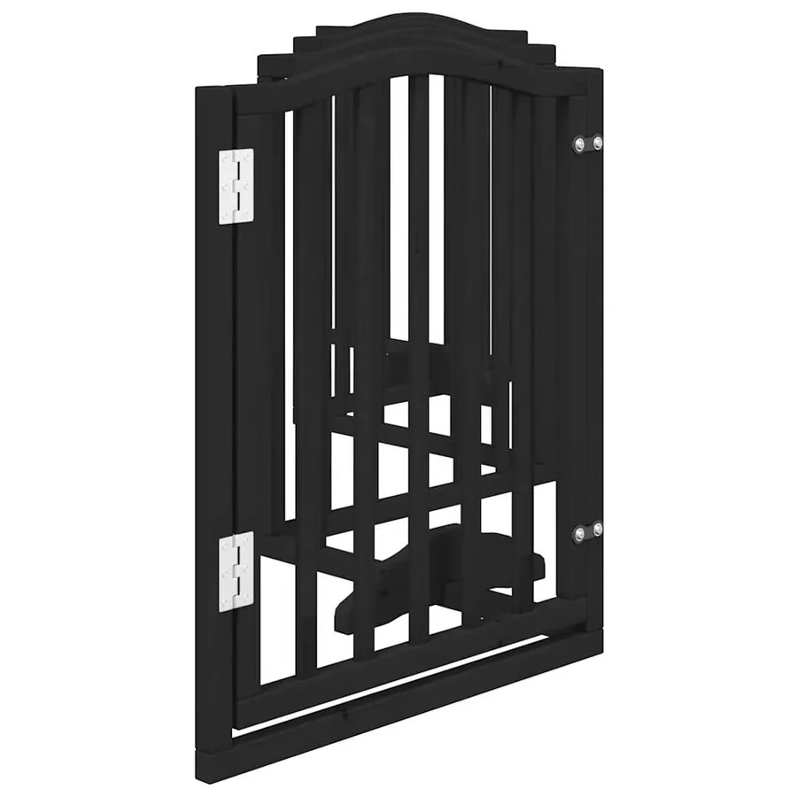 Barrière pour chiens et porte 6 panneaux noir bois de peuplier - 5