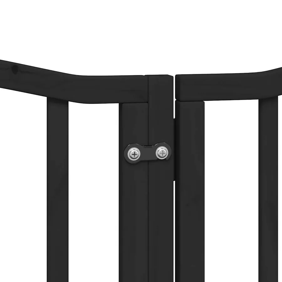Barrière pour chiens et porte 6 panneaux noir bois de peuplier - 8