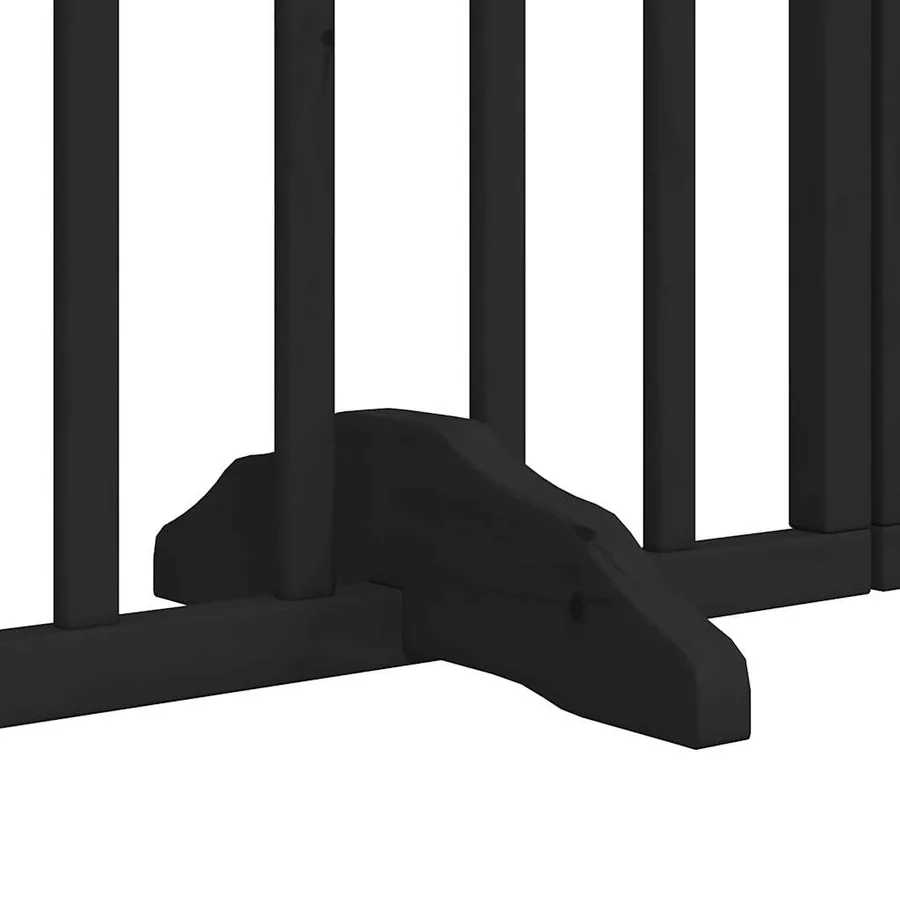 Barrière pour chiens et porte 6 panneaux noir bois de peuplier - 9