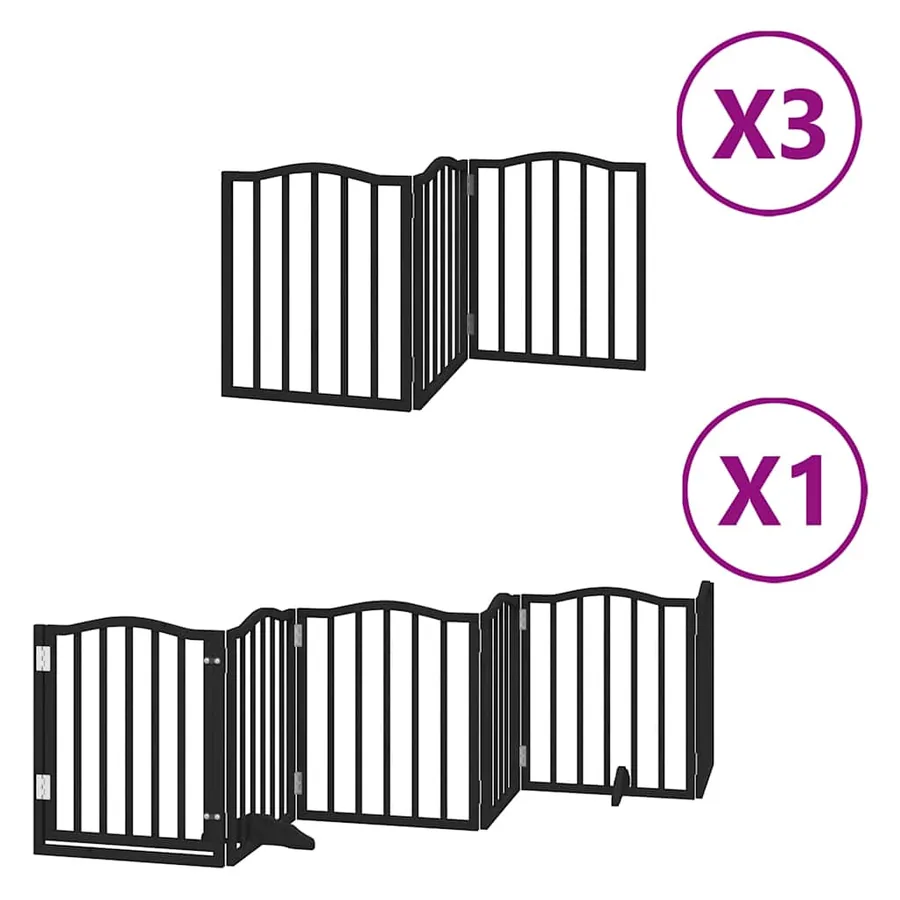 Barrière pour chien porte pliable 15panneaux noir bois peuplier - 2
