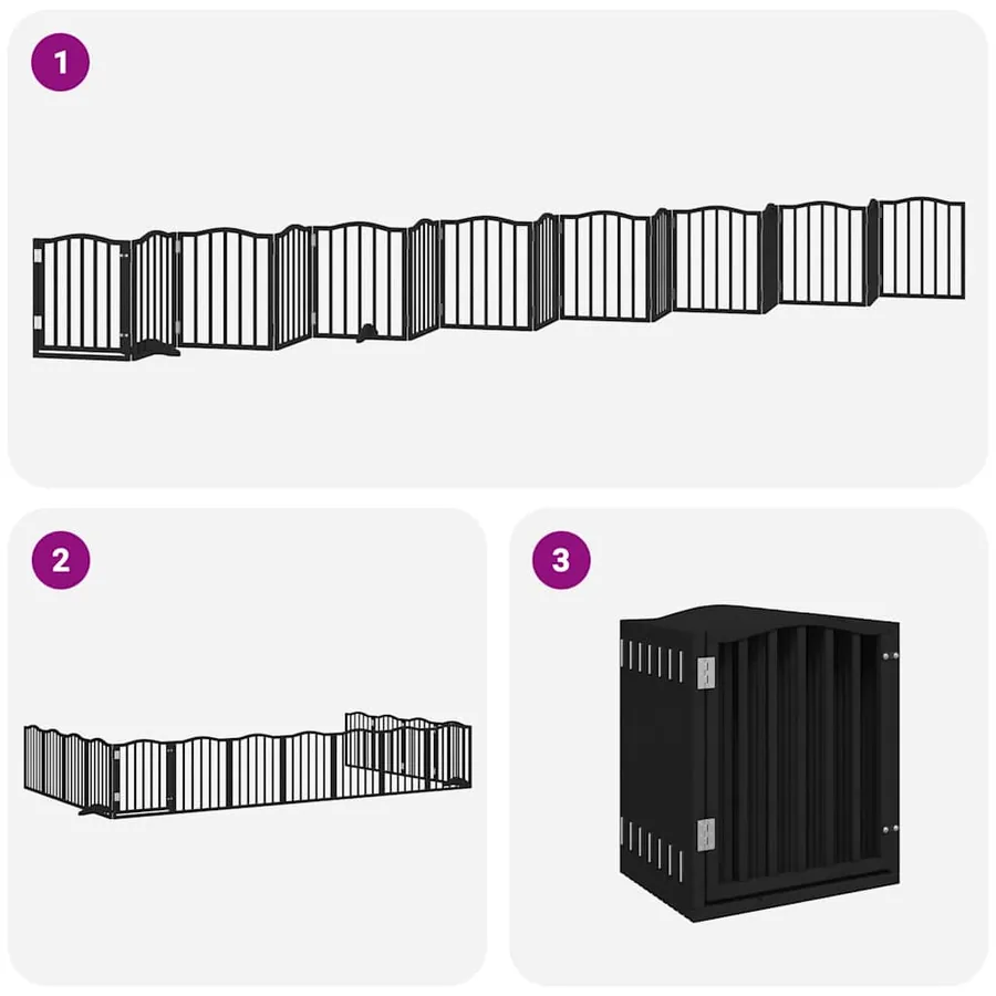 Barrière pour chien porte pliable 15panneaux noir bois peuplier - 6