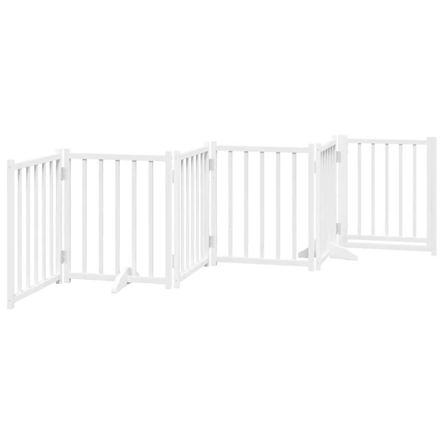 Barrière pour chiens avec porte 6 panneaux bois de sapin massif - 6