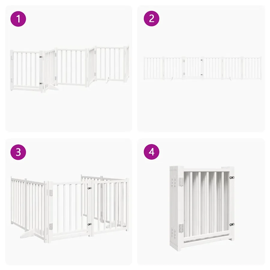 Barrière pour chiens avec porte 6 panneaux bois de sapin massif - 7