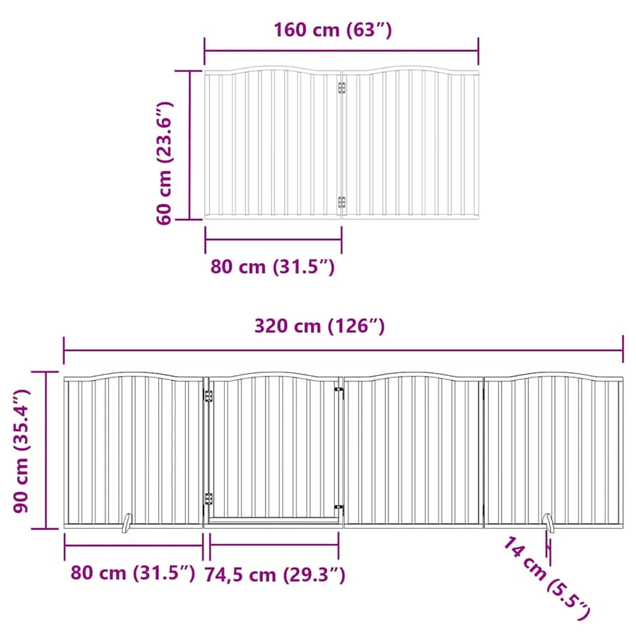 Barrière pour chien porte pliable 10 panneaux bois de peuplier - 12